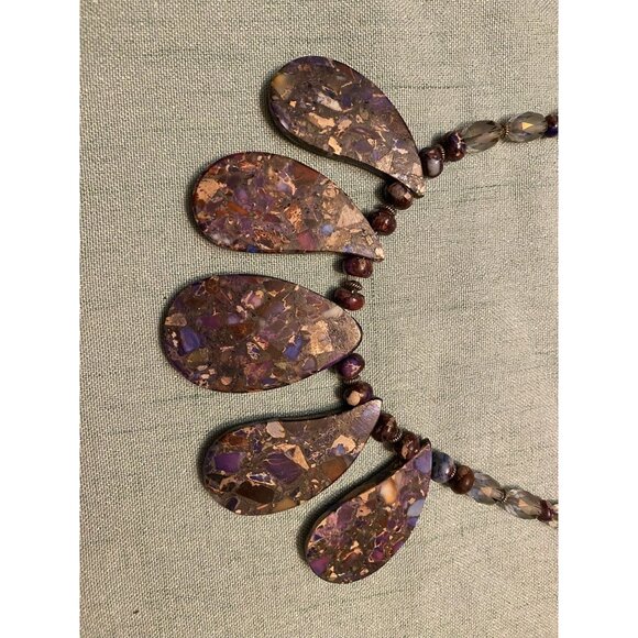 Vintage Lapis Lazuli Beaded Necklace (17") | Deep Blue Gemstone Strand with Gold - Picture 2 of 5